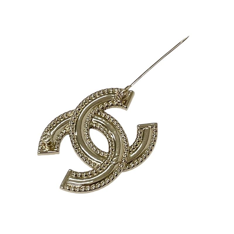 Chanel Brooch Corsage Gold Here Mark Rhinestone Logo