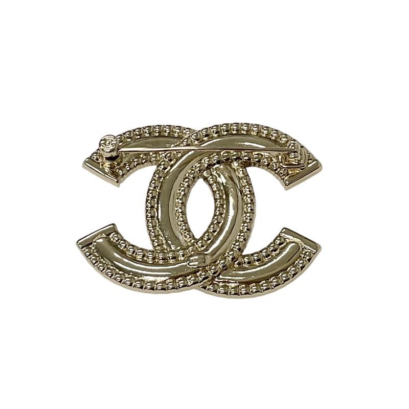 Chanel Brooch Corsage Gold Here Mark Rhinestone Logo