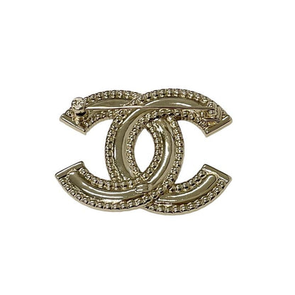 Chanel Brooch Corsage Gold Here Mark Rhinestone Logo