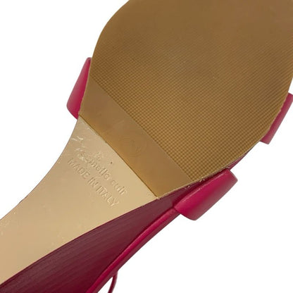Hermes Legend Sandals Shoes Leather Pink Wedge Sole Ankle Strap