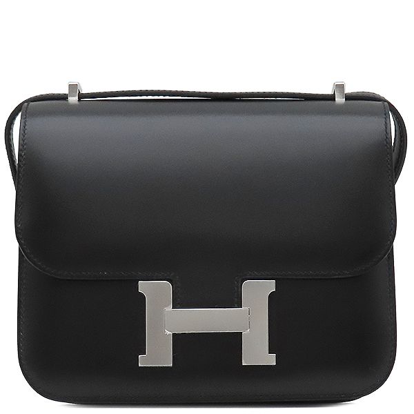 Hermes Shoulder Bag Constance Mini 3 Miroir Box Calf Black Silver Hardware