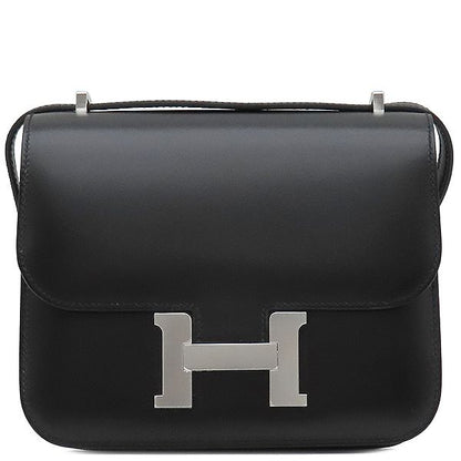 Hermes Shoulder Bag Constance Mini 3 Miroir Box Calf Black Silver Hardware