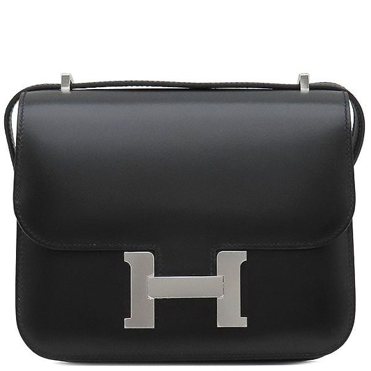 Hermes Shoulder Bag Constance Mini 3 Miroir Box Calf Black Silver Hardware