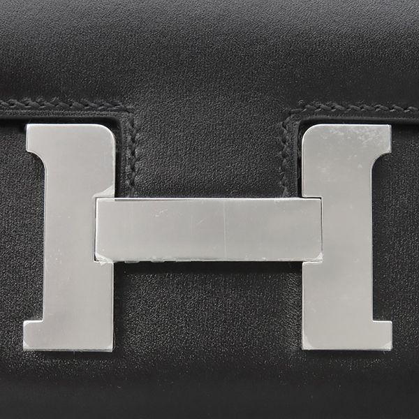 Hermes Shoulder Bag Constance Mini 3 Miroir Box Calf Black Silver Hardware