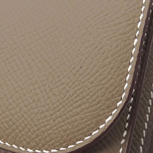 Hermes Shoulder Bag Constance 3 Mini Miroir Vaux Epson Etoupe Silver Hardware