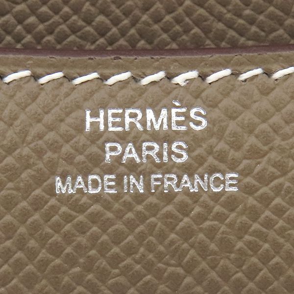 Hermes Shoulder Bag Constance 3 Mini Miroir Vaux Epson Etoupe Silver Hardware