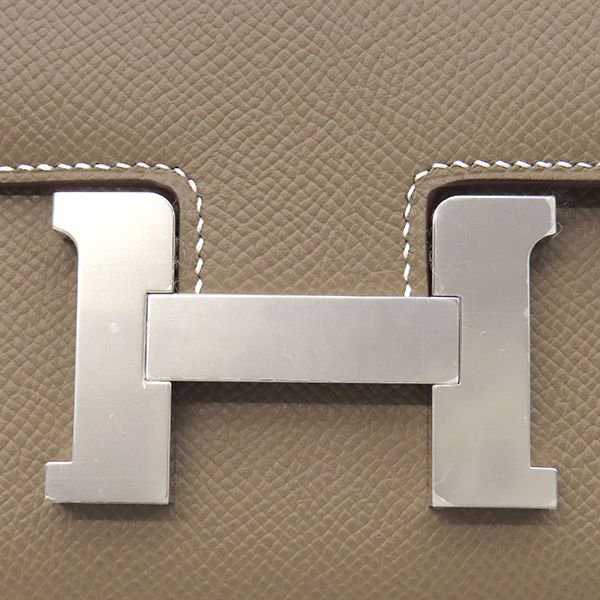 Hermes Shoulder Bag Constance 3 Mini Miroir Vaux Epson Etoupe Silver Hardware
