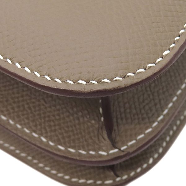 Hermes Shoulder Bag Constance 3 Mini Miroir Vaux Epson Etoupe Silver Hardware