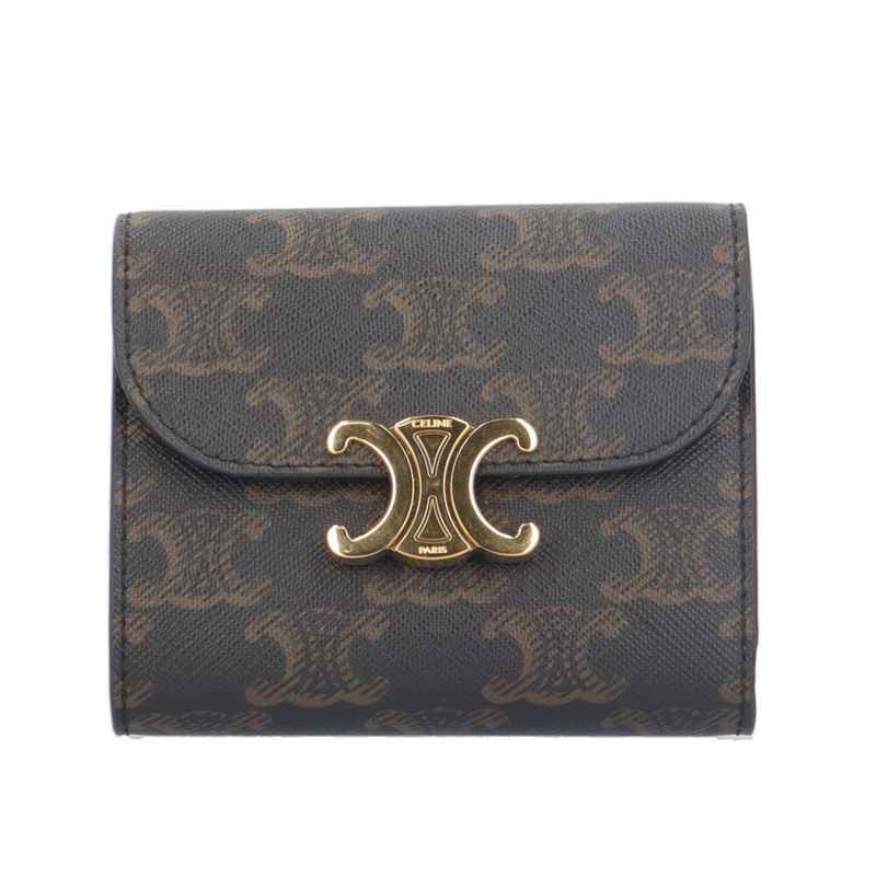 Celine Small Flap Wallet Triomphe Trifold Wallet Leather Women Celine Preowned