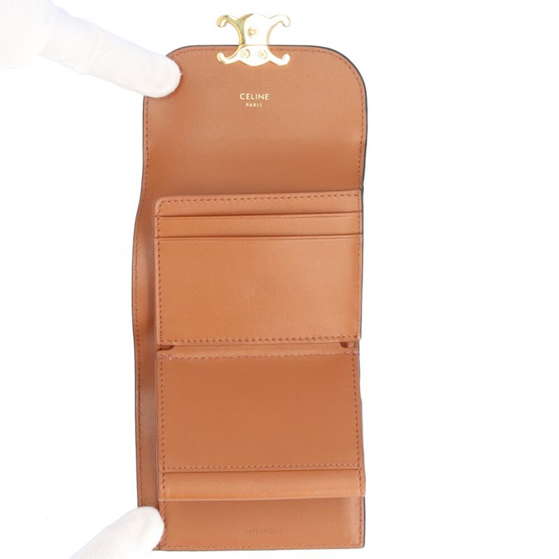 Celine Small Flap Wallet Triomphe Trifold Wallet Leather Women Celine Preowned