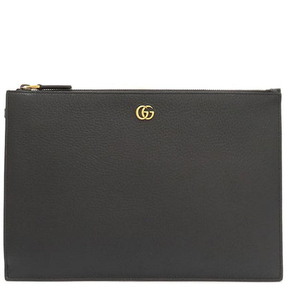 Gucci Clutch Bag GG Marmont Leather Black Gold Hardware Black Second Bag Pouch