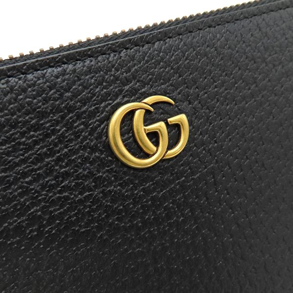 Gucci Clutch Bag GG Marmont Leather Black Gold Hardware Black Second Bag Pouch