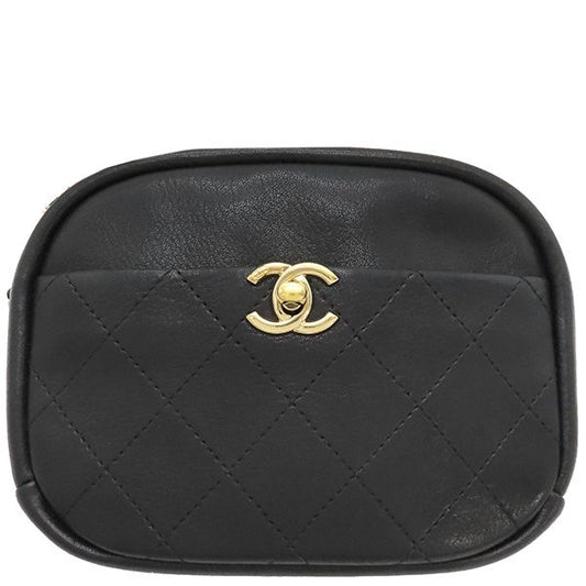 Chanel Shoulder Bag Matelasse Camera Bag Calf Black Gold Hardware Black Chain