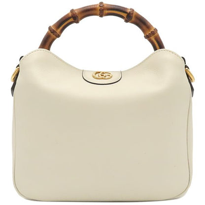Gucci 2way Bag Diana Small Leather White Gold Hardware Bamboo White Handbag