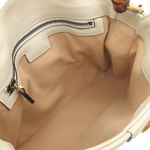 Gucci 2way Bag Diana Small Leather White Gold Hardware Bamboo White Handbag