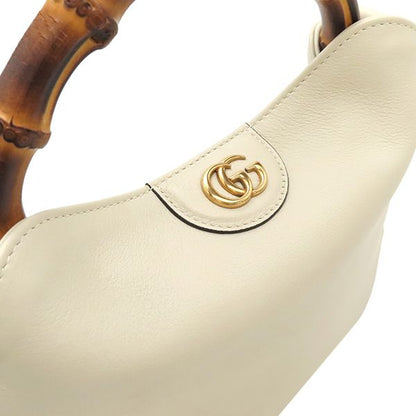 Gucci 2way Bag Diana Small Leather White Gold Hardware Bamboo White Handbag