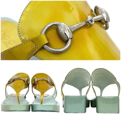 Gucci Sandals Gold Light Blue Horsebit 106 3011 Excellent Condition