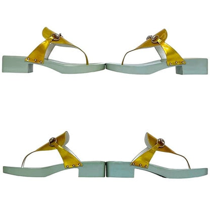 Gucci Sandals Gold Light Blue Horsebit 106 3011 Excellent Condition