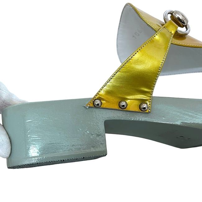 Gucci Sandals Gold Light Blue Horsebit 106 3011 Excellent Condition