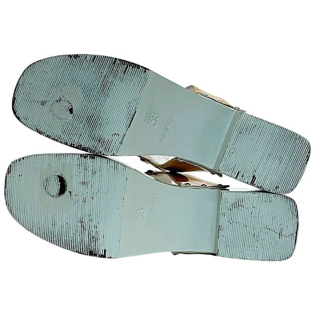 Gucci Sandals Gold Light Blue Horsebit 106 3011 Excellent Condition