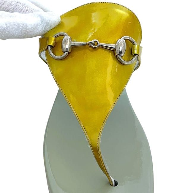 Gucci Sandals Gold Light Blue Horsebit 106 3011 Excellent Condition