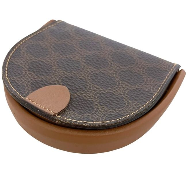 Celine Coin Case Brown Macadam Excellent Condition Coin Purse PVC Leather