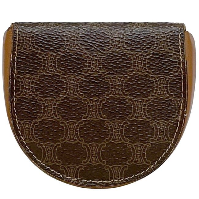 Celine Coin Case Brown Macadam Excellent Condition Coin Purse PVC Leather