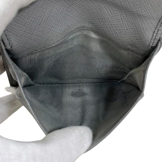 Prada Bifold Wallet Gray 1mv204 Excellent Condition Saffiano Leather Preowned