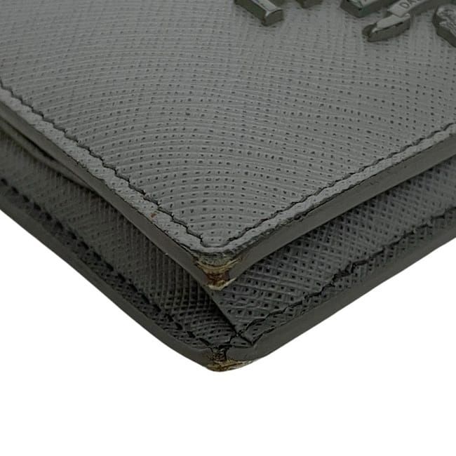 Prada Bifold Wallet Gray 1mv204 Excellent Condition Saffiano Leather Preowned