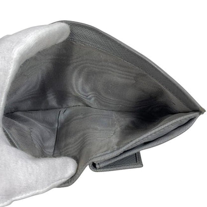 Prada Bifold Wallet Gray 1mv204 Excellent Condition Saffiano Leather Preowned