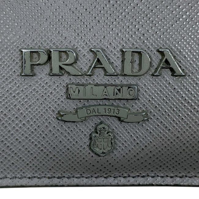 Prada Bifold Wallet Gray 1mv204 Excellent Condition Saffiano Leather Preowned