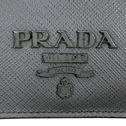 Prada Bifold Wallet Gray 1mv204 Excellent Condition Saffiano Leather Preowned