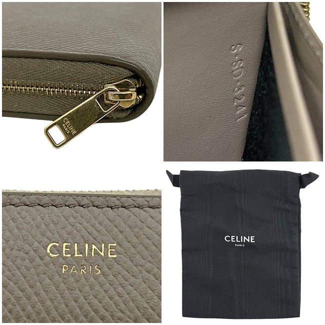 Celine Round Zipper Long Wallet Large Zip Wallet Gray