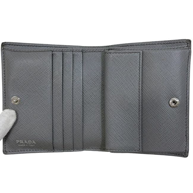 Prada Bifold Wallet Gray 1mv204 Excellent Condition Saffiano Leather Preowned