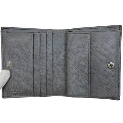 Prada Bifold Wallet Gray 1mv204 Excellent Condition Saffiano Leather Preowned