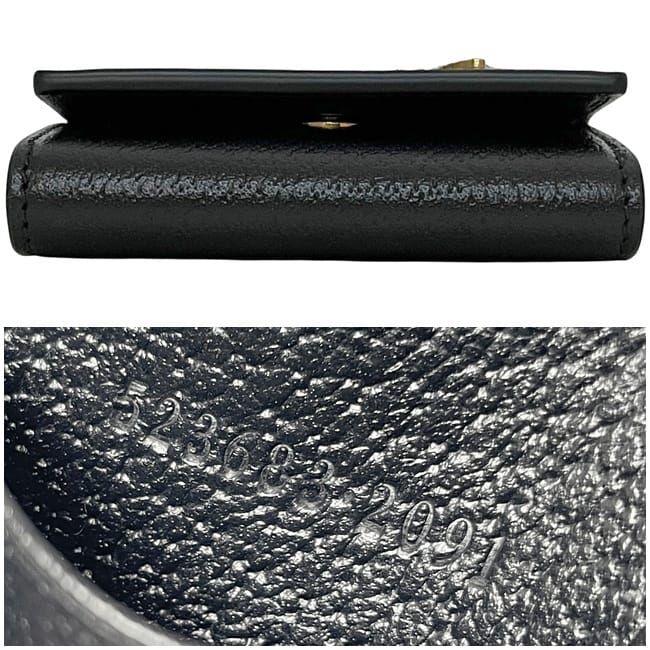 Gucci 6strand Key Case Black Animalier Metallic Ruby 523683