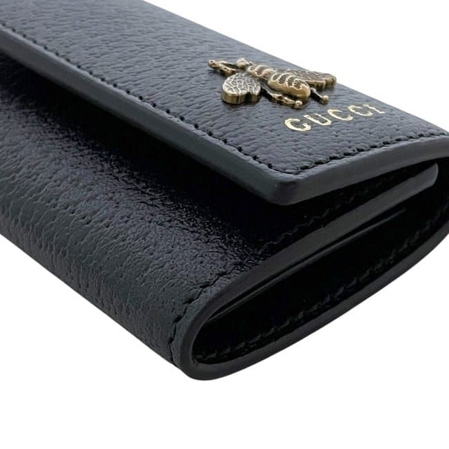 Gucci 6strand Key Case Black Animalier Metallic Ruby 523683