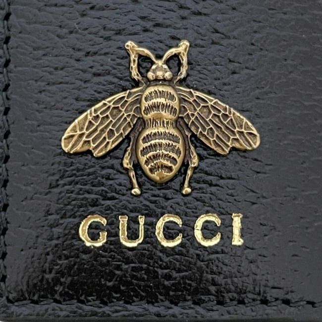 Gucci 6strand Key Case Black Animalier Metallic Ruby 523683