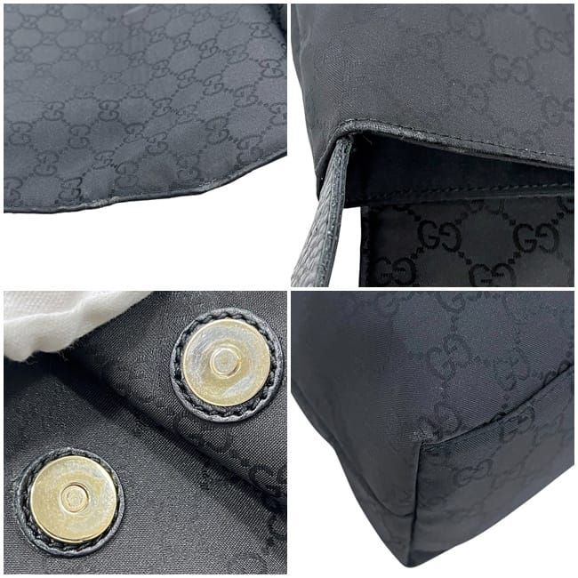 Gucci Shoulder Bag Black GG Nylon 272351 Excellent Condition Nylon