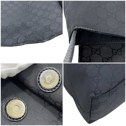 Gucci Shoulder Bag Black GG Nylon 272351 Excellent Condition Nylon