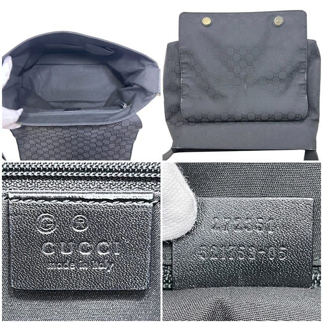 Gucci Shoulder Bag Black GG Nylon 272351 Excellent Condition Nylon