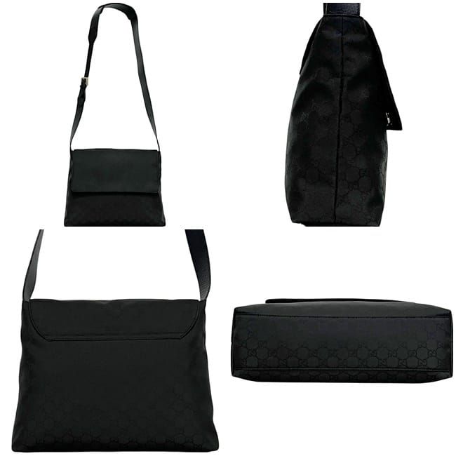 Gucci Shoulder Bag Black GG Nylon 272351 Excellent Condition Nylon