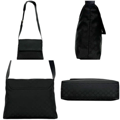 Gucci Shoulder Bag Black GG Nylon 272351 Excellent Condition Nylon