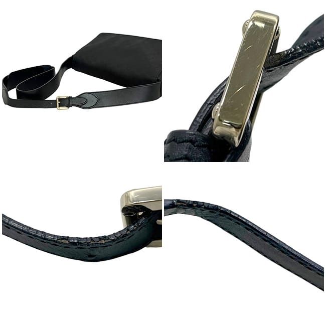 Gucci Shoulder Bag Black GG Nylon 272351 Excellent Condition Nylon