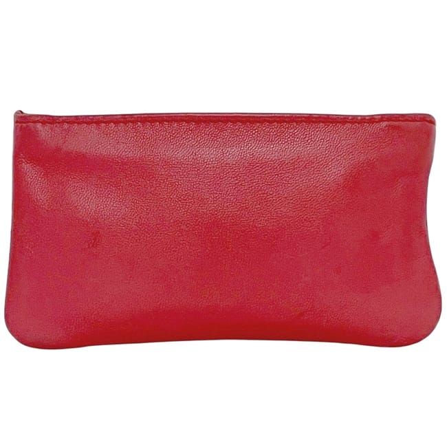 Loewe Coin Case Red Anagram Pouch Small Bag Leather Napaleather