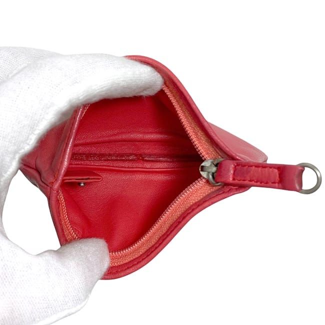Loewe Coin Case Red Anagram Pouch Small Bag Leather Napaleather