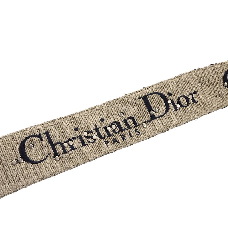 Christian Dior Oblique Embroidery Shoulder Strap Canvas Navy