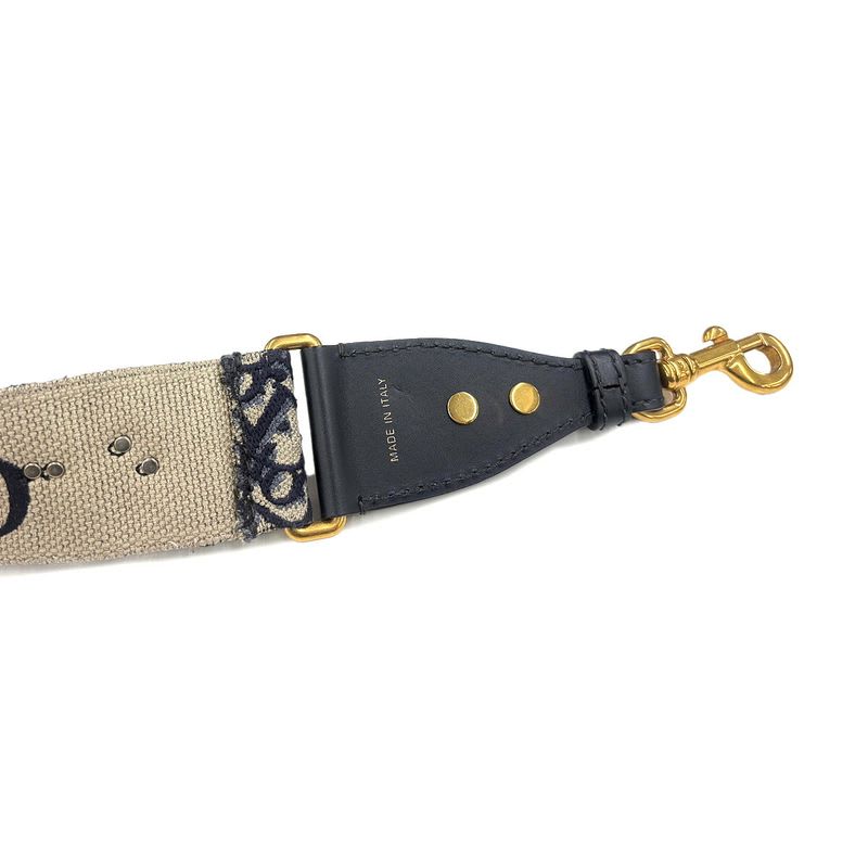 Christian Dior Oblique Embroidery Shoulder Strap Canvas Navy