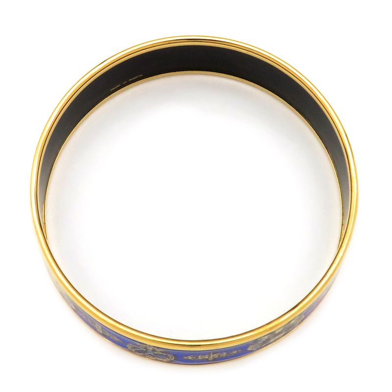 Hermes Bangle Emile GM Cloisonne Blue Gold Hardware Blue [box