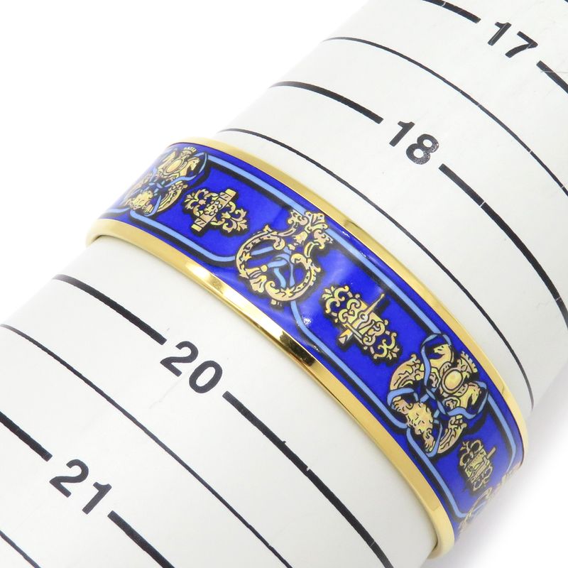 Hermes Bangle Emile GM Cloisonne Blue Gold Hardware Blue [box